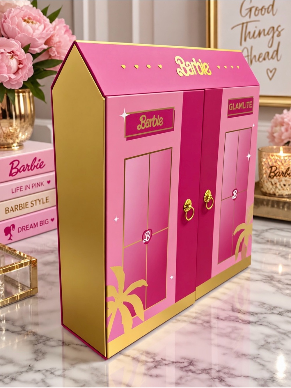 Barbie Pink and Gold double door makeup Cabinet presentation box
